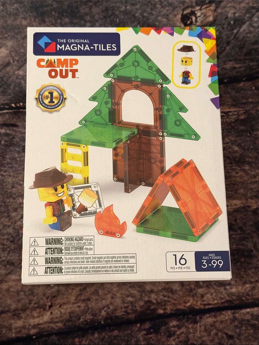 Magna-Tiles Camp Out 16-Piece Building Set - Green, Orange, Brown